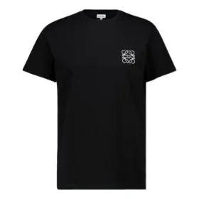 Camiseta de algodón con cuello redondo y manga corta, con anagrama bordado, color negro H526341Xai-1100