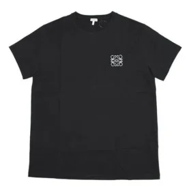 Camiseta de manga corta con cuello redondo de algodón bordado loewe Anagram Classic para hombre, color negro, H6109230Cr-1100