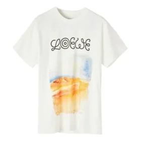 Camiseta de manga corta con estampado loewe para hombre, color blanco, H6299980Pc-2100