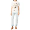 Camiseta de manga corta con letras impresas, color blanco S359333Xbp