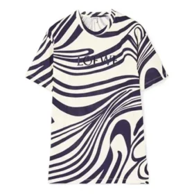 Camiseta de manga corta de algodón a rayas para hombre de loewe, blanca y azul, H526341X72-2091 Camiseta de manga corta de algodón a rayas para hombre de loewe, blanca y azul, H526341X72-2091