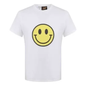 Camiseta de manga corta de algodón puro para hombre de loewe con estampado de cara sonriente en el pecho, color blanco, H616341X87-2100 Camiseta de manga corta de algodón puro para hombre de loewe con estampado de cara sonriente en el pecho, color blanco, H616341X87-2100
