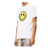 Camiseta de manga corta de algodón puro para hombre de loewe con estampado de cara sonriente en el pecho, color blanco, H616341X87-2100