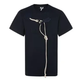 Camiseta de manga corta para hombre de loewe con cordón de algodón, diseño azul marino H6109031Si-5110 Camiseta de manga corta para hombre de loewe con cordón de algodón, diseño azul marino H6109031Si-5110