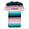 Camiseta de manga corta para hombre de loewe con rayas de algodón y logotipo bordado H6109950Pc-9990