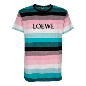 Camiseta de manga corta para hombre de loewe con rayas de algodón y logotipo bordado H6109950Pc-9990
