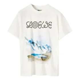 Camiseta de manga corta para hombre loewe con estampado White Snow Mountain, color blanco, H6299983Pc-2100