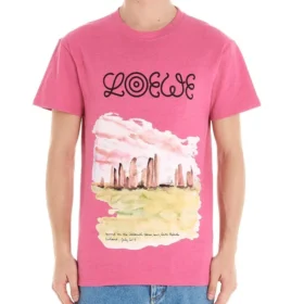 Camiseta de manga corta rosa para hombre de loewe H6109833Pc-7140