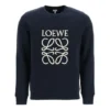 Camiseta deportiva clásica de algodón para hombre de loewe con el logotipo «Anagram» bordado en el cuello redondo, azul marino, H526Y24J02-5110