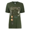 Camiseta holgada de algodón puro con estampado, manga corta, verde oliva S359333Xbp-4160