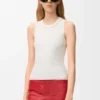 Camiseta sin mangas con anagrama en viscosa elástica Camiseta sin mangas con anagrama en viscosa elástica