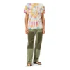 Camiseta unisex de manga corta con estampado de caras sonrientes en estilo tie-dye multicolor H616341X79-9990