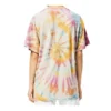 Camiseta unisex de manga corta con estampado de caras sonrientes en estilo tie-dye multicolor H616341X79-9990