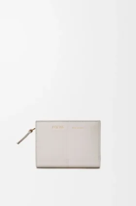 Cartera compacta Duet en piel de becerro lisa y granulada