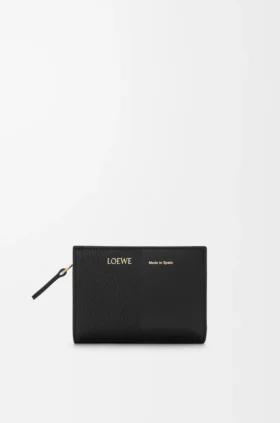 Cartera compacta Duet en piel de becerro lisa y granulada