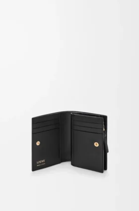Cartera compacta Duet en piel de becerro lisa y granulada