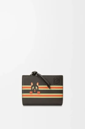 Cartera compacta «Futurist Cat» en piel de becerro clásica