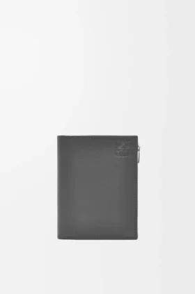 Cartera compacta y delgada en piel de becerro suave granulada