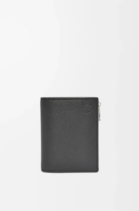 Cartera compacta y delgada en piel de becerro suave granulada