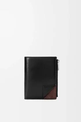 Cartera compacta y delgada Switch en piel de becerro granulada flexible y gamuza