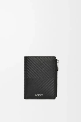 Cartera delgada y compacta en piel de becerro clásica texturizada