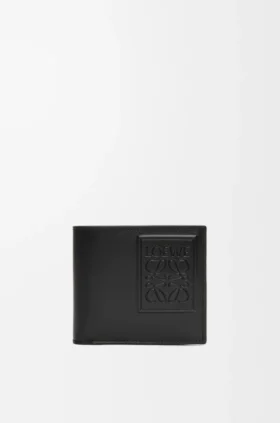 Cartera doble con compartimento para monedas en piel de becerro satinada