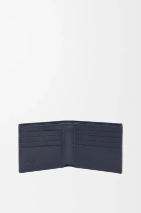 Cartera doble en piel de becerro clásica texturizada