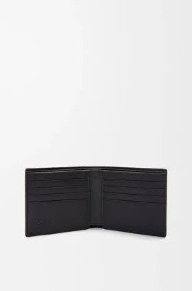 Cartera doble en piel de becerro clásica texturizada
