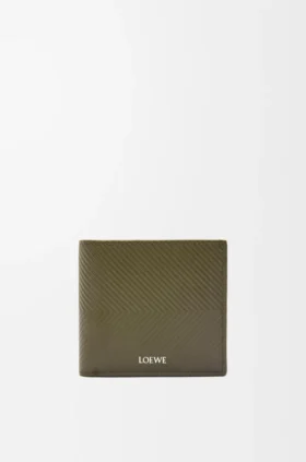 Cartera doble para monedas en piel de becerro clásica texturizada