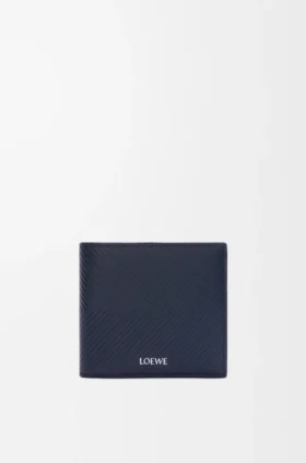 Cartera doble para monedas en piel de becerro clásica texturizada