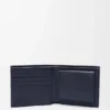Cartera doble para monedas en piel de becerro clásica texturizada