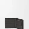 Cartera doble para monedas en piel de becerro clásica texturizada