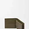 Cartera doble para monedas en piel de becerro clásica texturizada