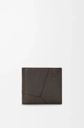 Cartera doble para monedas Puzzle en piel de becerro granulada y flexible