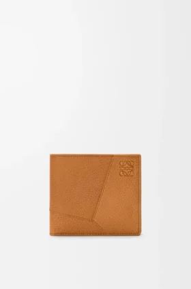 Cartera doble para monedas Puzzle en piel de becerro granulada y flexible