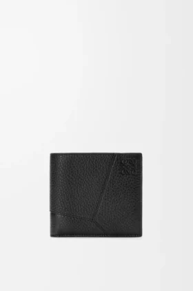 Cartera doble para monedas Puzzle en piel de becerro granulada y flexible
