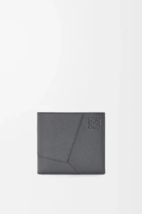 Cartera doble para monedas Puzzle en piel de becerro granulada y flexible