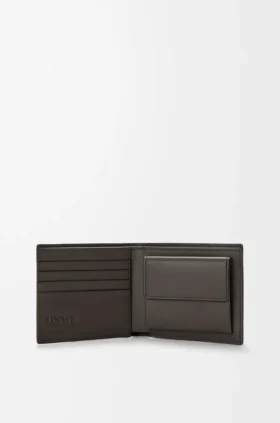 Cartera doble para monedas Puzzle en piel de becerro granulada y flexible