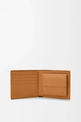 Cartera doble para monedas Puzzle en piel de becerro granulada y flexible