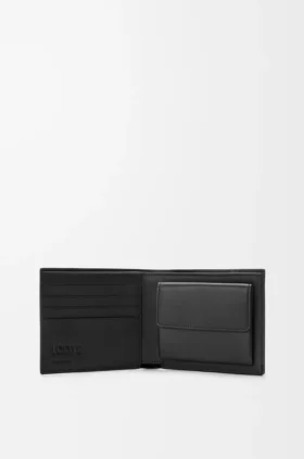 Cartera doble para monedas Puzzle en piel de becerro granulada y flexible