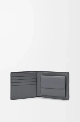 Cartera doble para monedas Puzzle en piel de becerro granulada y flexible