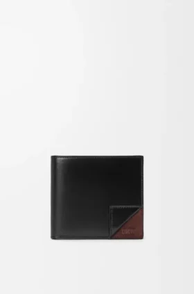 Cartera doble para monedas Switch en piel de becerro granulada flexible y gamuza