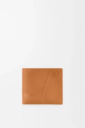 Cartera doble «Puzzle» en piel de becerro granulada y flexible