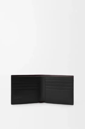 Cartera doble «Switch» en piel de becerro granulada suave y gamuza
