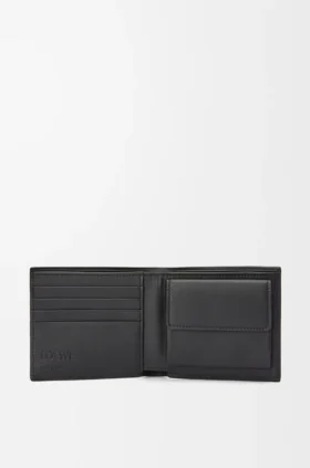 Cartera para monedas de dos pliegues en piel de becerro de grano suave