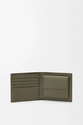 Cartera para monedas de dos pliegues en piel de becerro de grano suave