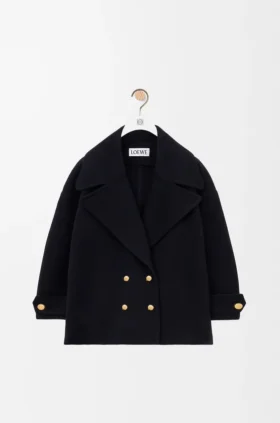 Casaco tipo «peacoat» de lana con diseño «Pebble»