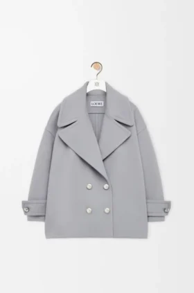 Casaco tipo «peacoat» de lana con diseño «Pebble»