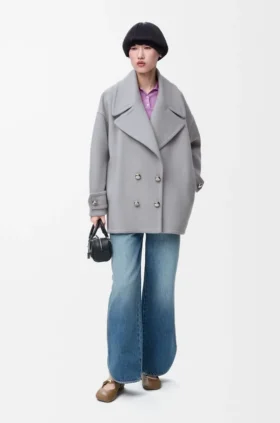 Casaco tipo «peacoat» de lana con diseño «Pebble»