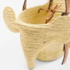 Cesta pequeña con forma de elefante en rafia y piel de becerro Cesta pequeña con forma de elefante en rafia y piel de becerro